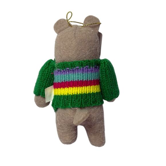 Wondershop Bear Ornament 2024 Felt Animal w/ Green Knit Sweater – New with Tags - Picture 3 of 7